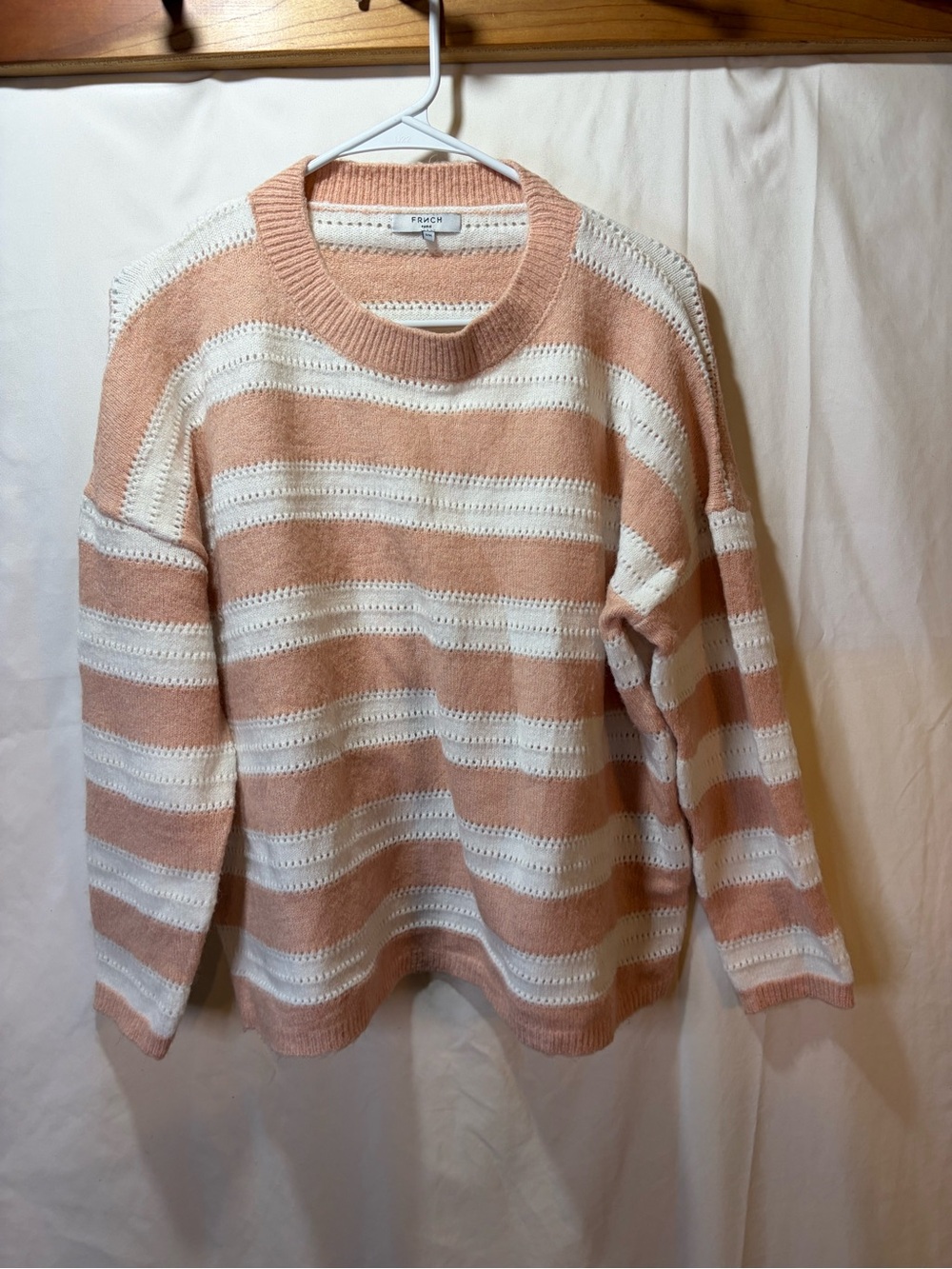 FRNCH Paris Soft Pink & Cream Striped Knit Sweater - Women's